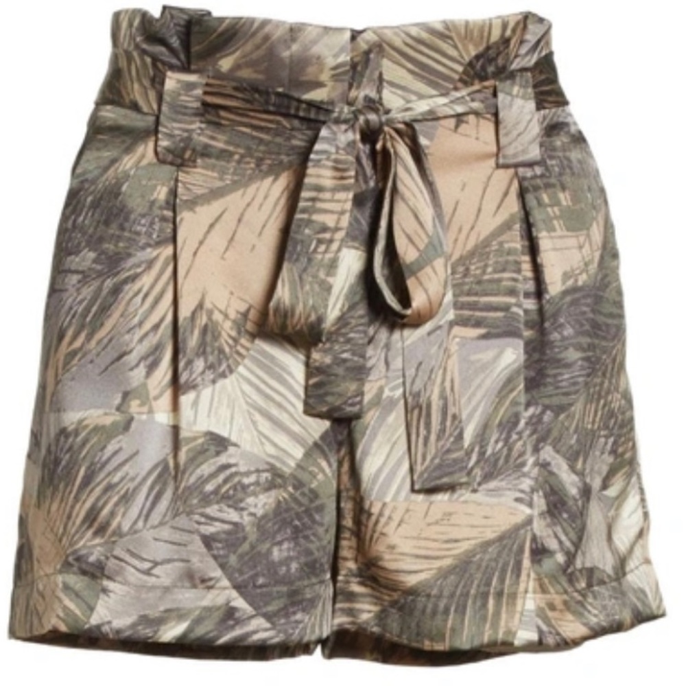 L’Agence Alex Palm Print Paperbag Silk Short (size 2)